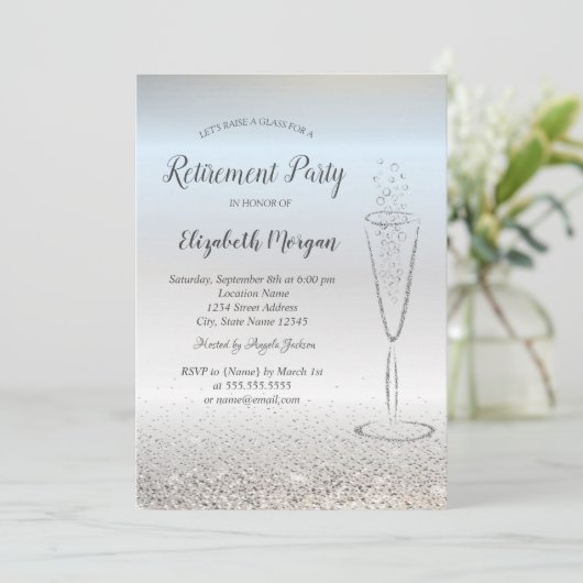 銀エレガント紙吹雪ガラスシルバー引退 招待状 (スタンド正面)