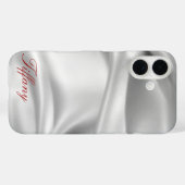 銀エレガント絹 | プラチナカスタムム電話ケース Case-Mate iPhoneケース (裏面 (横))