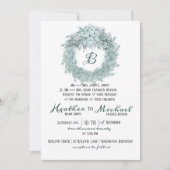 銀エレガント緑がかった青のクリ結婚スマス 招待状 (正面)