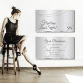 銀エレガント色のイニシャルスタイリッシュ 名刺