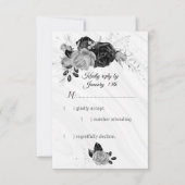 銀エレガント色の花 出欠カード (正面)