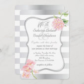 銀エレガント色ストライプ紫紫陽花 招待状 (正面/裏面)