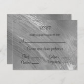 銀エレガント色ブラシストロークのパターン 出欠カード (正面/裏面)