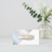 銀エレガント色、グレー、ピンクのホイルのブラシストローク 名刺 (スタンド正面)