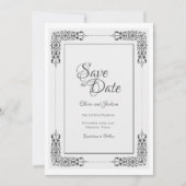 銀エレガント華美グ縁どレイ結婚ス セーブザデート (正面)