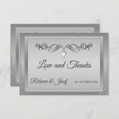 銀エレガント華美角縁ど サンキューカード (正面/裏面)