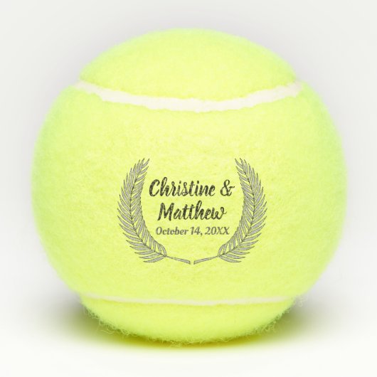 銀エレガント葉リース結婚式の引き出物 テニスボール (裏面)