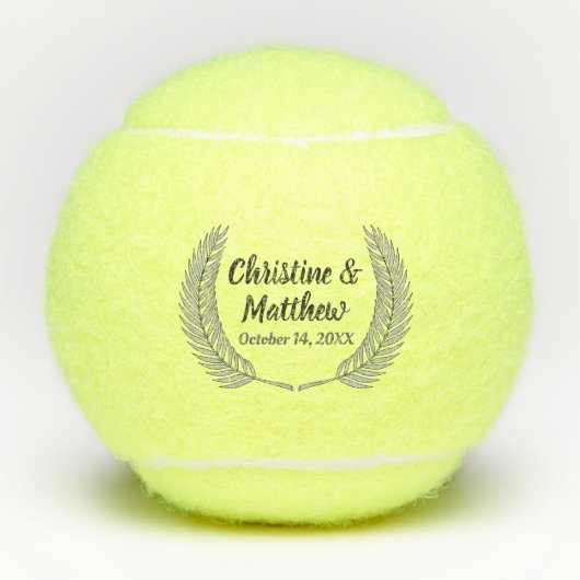 銀エレガント葉リース結婚式の引き出物 テニスボール (正面)