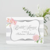 銀エレガント製ストライプフローラブライダルシャワー 招待状 (スタンド正面)