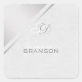 銀エレガント製ストライプホワイトレザーモノグラム スクエアシール