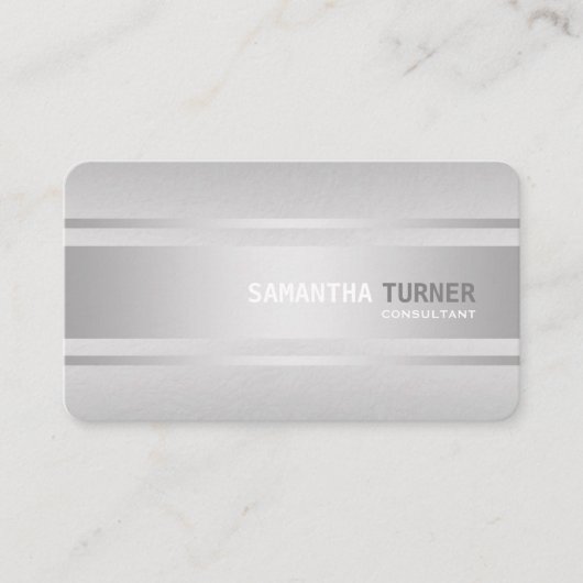 銀エレガント質感フェイクプロフェッショナルカスタム 名刺 (正面)