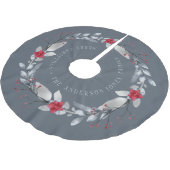 銀エレガント赤リースフェスティバル葉 ブラッシュドポリエステルツリースカート (アングル)