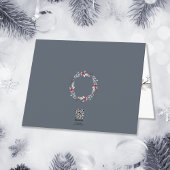 銀エレガント赤リースフェスティバル カード