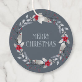 銀エレガント赤リースフェスティバル フェイバータグ