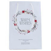 銀エレガント赤リースフェスティバル ミディアムペーパーバッグ (正面)