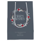 銀エレガント赤リースフェスティバル ミディアムペーパーバッグ (裏面)