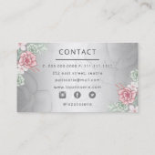 銀エレガント赤面フローラ結婚ズケーキメーカー 名刺 (裏面)