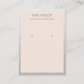 銀エレガント赤面縁どピンクイヤリングディスプレイ 名刺 (正面)