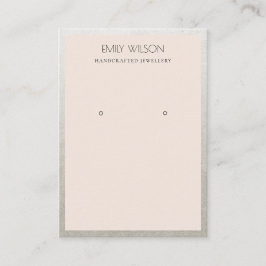 銀エレガント赤面縁どピンクイヤリングディスプレイ 名刺 (正面)