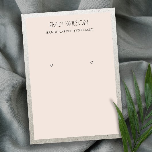 銀エレガント赤面縁どピンクイヤリングディスプレイ 名刺