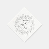 銀エレガント野花リース卒業 スタンダードカクテルナプキン (角)