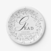 銀エレガント野花リース卒業 ペーパープレート (正面)