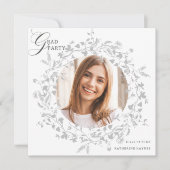 銀エレガント野花リース卒業 招待状 (正面)