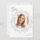 銀エレガント野花リース卒業 招待状 (正面)