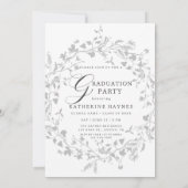 銀エレガント野花リース卒業 招待状 (裏面)