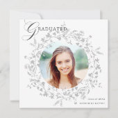 銀エレガント野花リース卒業 案内状 (正面)