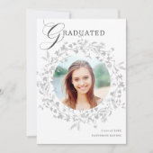 銀エレガント野花リース卒業 案内状 (正面)