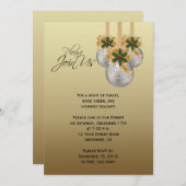 銀エレガント金ゴールドクリスマスオーナメントパーティー 招待状 (正面/裏面)