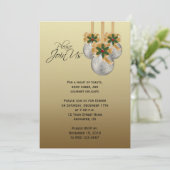 銀エレガント金ゴールドクリスマスオーナメントパーティー 招待状 (スタンド正面)