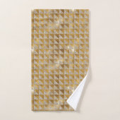 銀エレガント金ゴールドグリッター幾何学模様シック バスタオルセット (ハンドタオル)