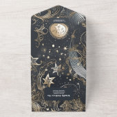 銀エレガント金ゴールドシナ結婚ス オールインワン招待状 (外側)