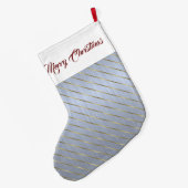銀エレガント金ゴールドストライプ ラージクリスマスストッキング (裏面 (吊り時))
