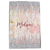 銀エレガント金ゴールドバラ滴下グリッター ミディアムペーパーバッグ (正面)