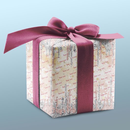 銀エレガント金ゴールドバラ滴下グリッター ラッピングペーパー