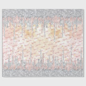 銀エレガント金ゴールドバラ滴下グリッター ラッピングペーパー (フラット)