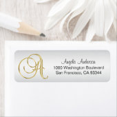 銀エレガント金ゴールドモノグラム文字'A'リターン ラベル (インサイチュ)