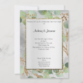 銀エレガント金ゴールド大理石植物性招待状 招待状 (正面)