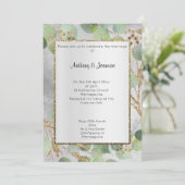 銀エレガント金ゴールド大理石植物性招待状 招待状 (スタンド正面)