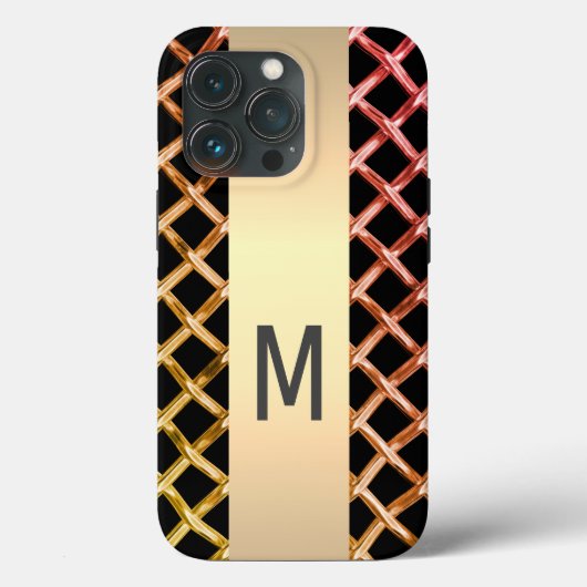 銀エレガント金ゴールド鋼金属モノグラムの Case-Mate iPhoneケース (裏面)