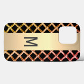 銀エレガント金ゴールド鋼金属モノグラムの Case-Mate iPhoneケース (裏面 (横))