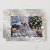 銀エレガント金ゴールド雪カスタム結晶の写真 シーズンカード (正面/裏面)