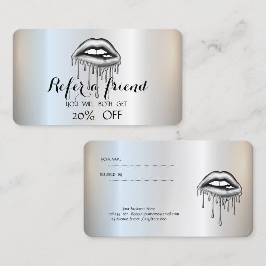 銀エレガント金スタイリッシュの滴下唇 紹介カード (正面/裏面)
