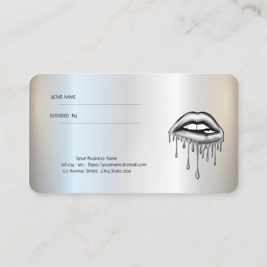 銀エレガント金スタイリッシュの滴下唇 紹介カード (裏面)