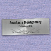 銀エレガント金フェイク金製スクロールアートブラック文字 名札