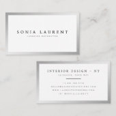 銀エレガント金枠ミニマル白 名刺 (正面/裏面)