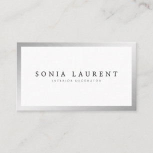 銀エレガント金枠ミニマル白 名刺